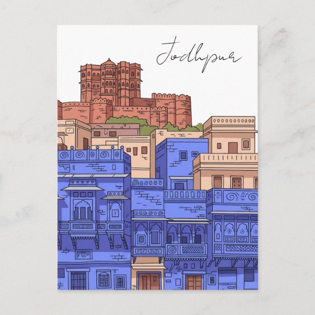 Jodhpur India Illustration Postkarte (Vorderseite)
