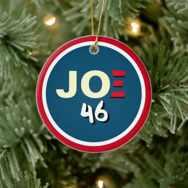 JOE 46 BIDEN Red White Blue Christmas Keramik Ornament (Baum)