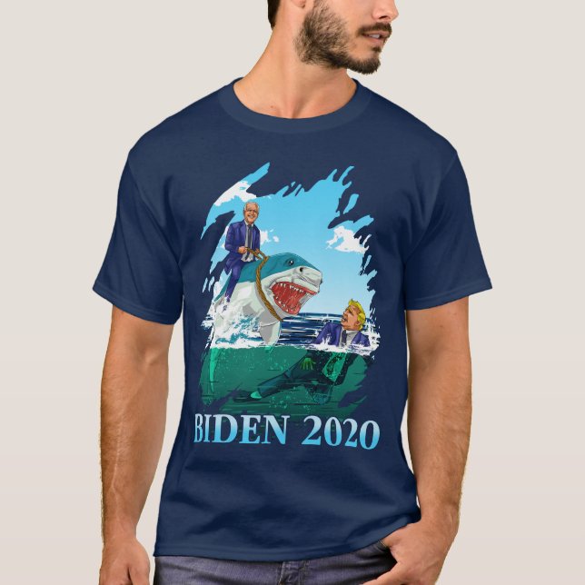 Joe Biden 2020 Wahl Trump hasst Haie T-Shirt (Vorderseite)