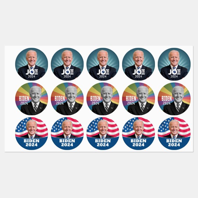 Joe Biden 2024 - 3 Kampagnenversionen Etiketten (Blatt)