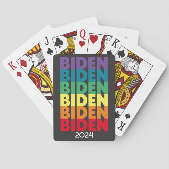 Joe Biden 2024 - Regenbogenfarben im Retro-Farbver Spielkarten (Rückseite)