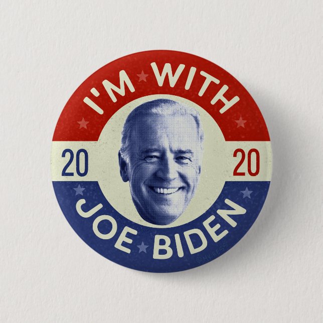 Joe Biden für das demokratische Foto Retro im Jahr Button (Vorderseite)