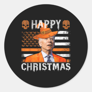 Joe Biden Happy Halloween Happy Christmas US Flag Runder Aufkleber