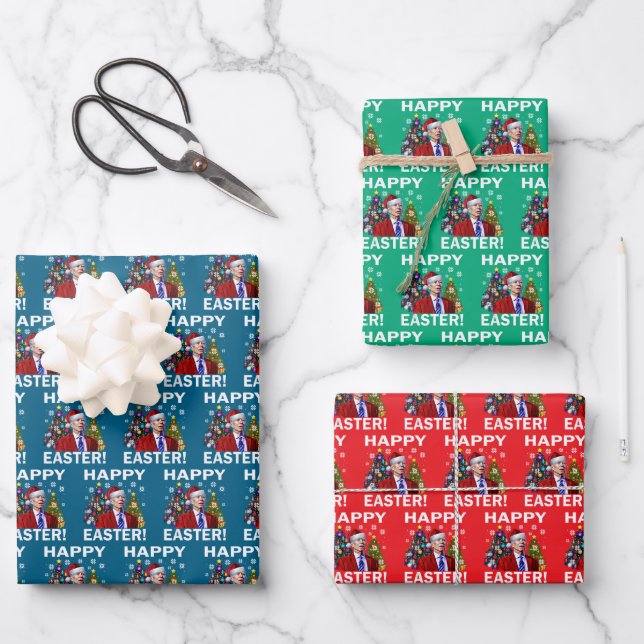 Joe Biden Happy Oaster Weihnachtsgeschenk Wrap Geschenkpapier Set (Vorderseite)
