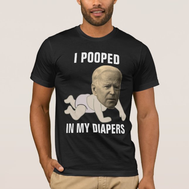 JOE BIDEN KACKTE IN DIAPERS FUNNY T - Shirt (Vorderseite)