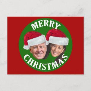 Joe Biden Kamala Harris 2020 w/Weihnachtsmannmütze Postkarte
