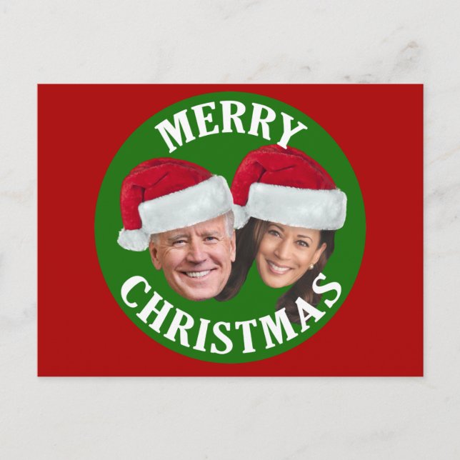 Joe Biden Kamala Harris 2020 w/Weihnachtsmannmütze Postkarte (Vorderseite)
