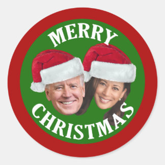 Joe Biden Kamala Harris 2020 w/Weihnachtsmannmütze Runder Aufkleber
