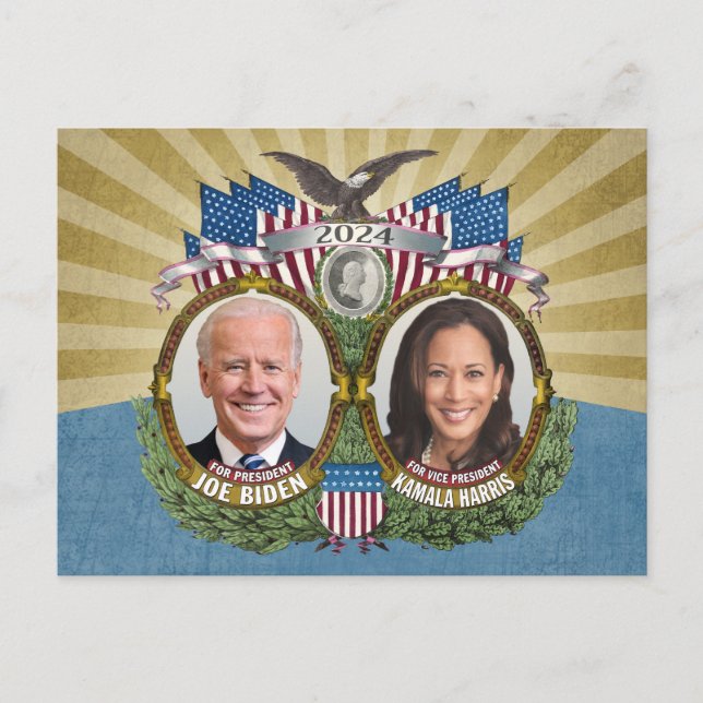 Joe Biden Kamala Harris 2024 - Jugate Foto Postkarte (Vorderseite)