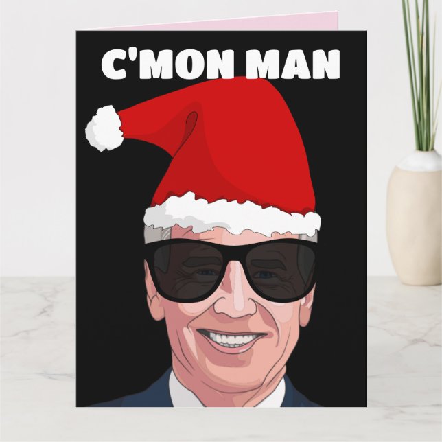 JOE BIDEN PORTANT SANTA HAT GROS CARTES DE NOËL (Devant)