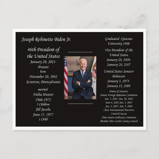 Joe Biden Präsident Postkarte (Vorderseite)