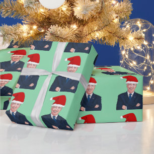 JOE BIDEN TRAARING WEIHNACHTSMANNMÜTZE WRAPPING PA GESCHENKPAPIER