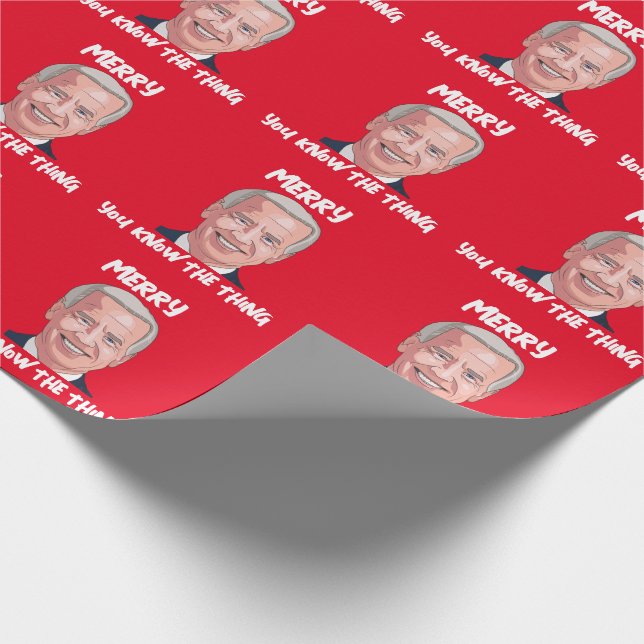JOE BIDEN TRAGEN WEIHNACHTSMANNMÜTZE DIE DINGE GESCHENKPAPIER (Ecke)