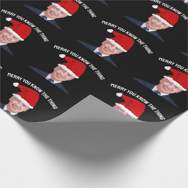 JOE BIDEN TRAGEN WEIHNACHTSMANNMÜTZE DIE DINGE GESCHENKPAPIER (Ecke)