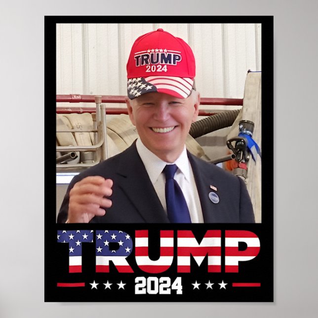 Joe Biden trägt einen Trump-Hut Poster (Vorne)