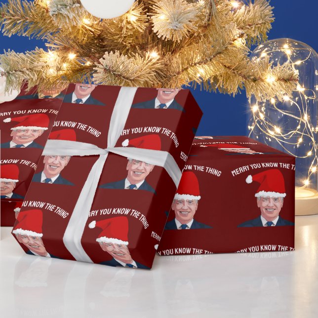 JOE BIDEN TRAING WEIHNACHTSMANNMÜTZE DAS THEMA WRA GESCHENKPAPIER (Feiertage)