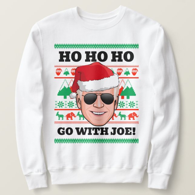 Joe Biden Ugly Christmas Sweater Go mit Joe Sweatshirt (Design vorne)