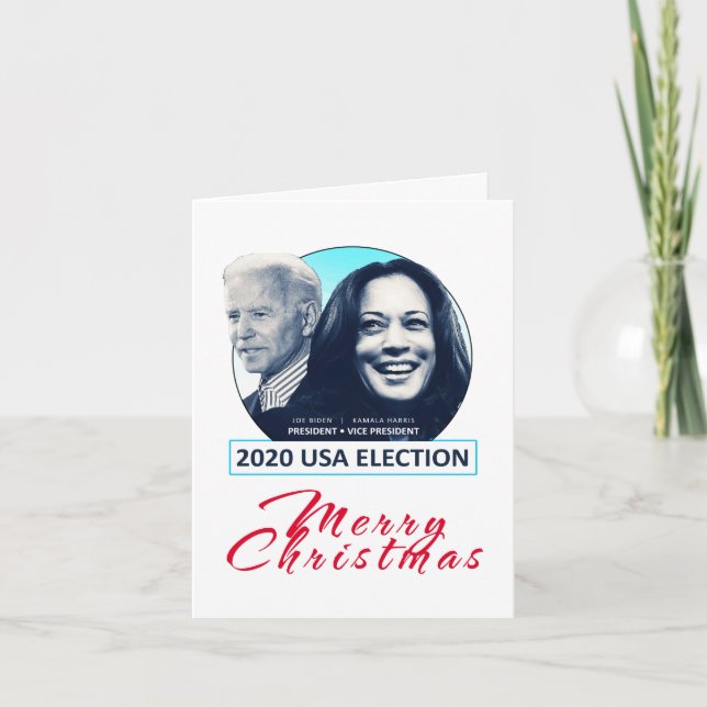 Joe Biden und Kamala Harris Merry Christmas Karte (Vorderseite)