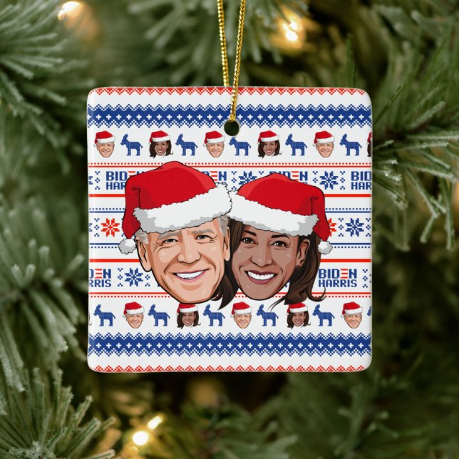 Joe Biden und Kamala Harris Weihnachten Keramikornament (Baum)