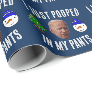 JOE BIDEN WEIHNACHTEN FUNNY POOPED WRAPPING-PAPIER GESCHENKPAPIER