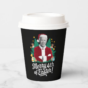 Joe Biden Weihnachten Santa Frohe 4. Ostern Xmas Pappbecher