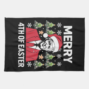 Joe Biden Weihnachten Santa Hut Frohe 4. Ostern  Geschirrtuch