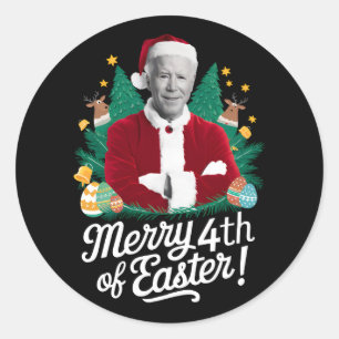 Joe Biden Weihnachten Weihnachten Weihnachten 4. O Runder Aufkleber