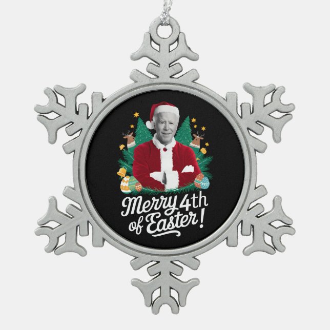 Joe Biden Weihnachten Weihnachten Weihnachten 4. O Schneeflocken Zinn-Ornament (Vorderseite)