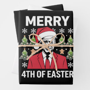 Joe Biden Weihnachts-Santa-Hut Frohe 4. Ostern  Geschenkpapier Set