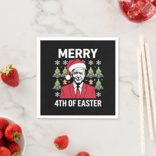 Joe Biden Weihnachts Santa Hut Frohe 4. Ostern Serviette