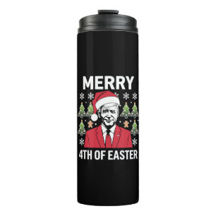 Joe Biden Weihnachts Santa Hut Frohe 4. Ostern Thermosbecher
