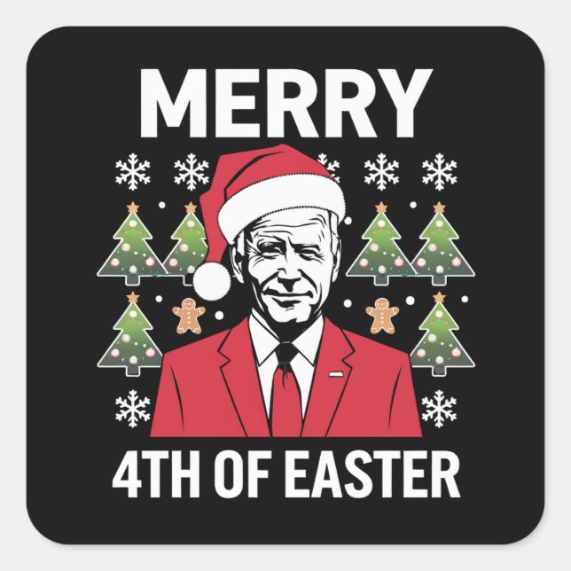 Joe Biden Weihnachtsfeier Weihnachtsmannmütze Merr Quadratischer Aufkleber (Vorderseite)
