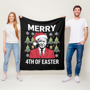 Joe Biden Weihnachtsmann Mütze Frohe 4. Ostern  Fleecedecke