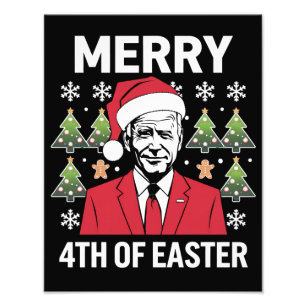 Joe Biden Weihnachtsmann Mütze Frohe 4. Ostern Fotodruck