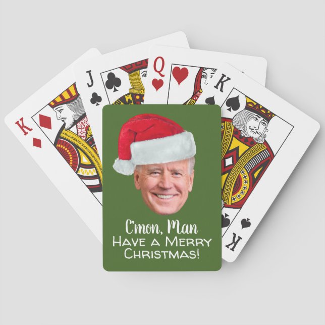 Joe Biden Weihnachtsmannmütze - C'mon Man Frohe We Spielkarten (Rückseite)