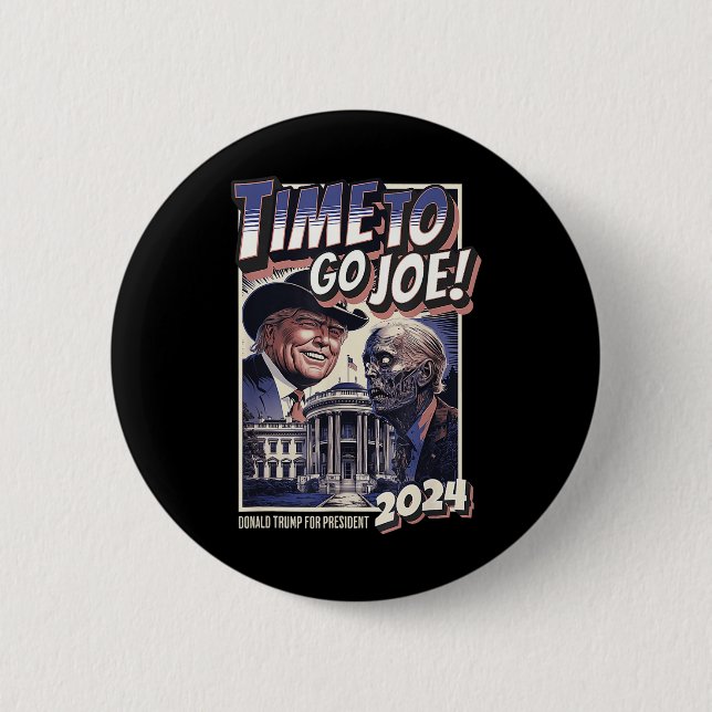 Joe Funny Pro Trump & amp: Zombie Biden 2024 Button (Vorderseite)