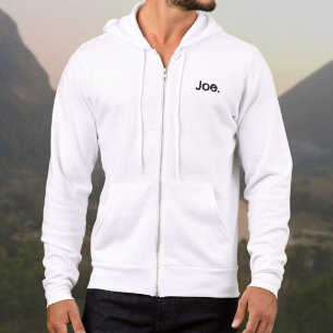 Joe. Name Wort in schwarzer Schrift auf weißem Gru Hoodie