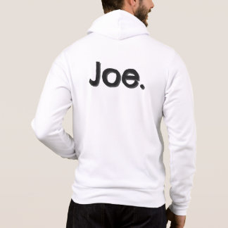 Joe. Name Wort in schwarzer Schrift auf weißem Gru Hoodie