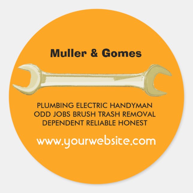 Joe The Plumber Golden Wrench Runder Aufkleber (Vorderseite)