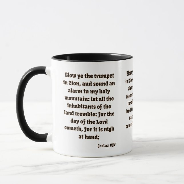 Joel 2:1 KJV Bible Verse Mug à deux tons (Gauche)