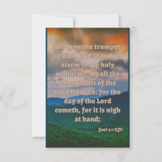 Joel 2:1 KJV Bible Verse Pic Flat Greeting Card Karte