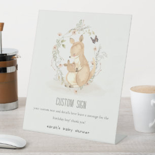 Joey Mama Kangaroo Floral Baby Shower Custom Party Sockelschild
