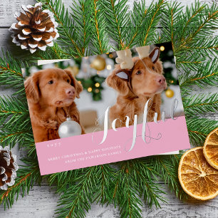Joful Christmas Family Foto Modernes Drehbuch Folieneinladung
