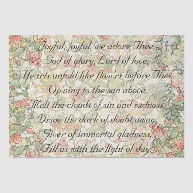 Joful Joful Art Nouveau Floral Lob Gott Seidenpapier (Vorderseite)