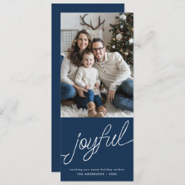 Joful Modern Script Blue Foto Tall Weihnachten