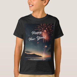 Joful New Year Fireworks Script Typografy Kids T-Shirt