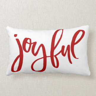 Joful Red Calligraphy on White Holiday Stars Lendenkissen