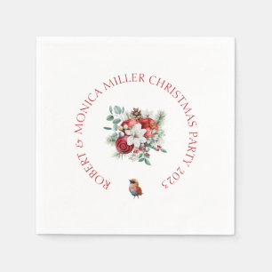 Joful Vibe Weihnachten Blume & rote Äpfel Bouquet Serviette