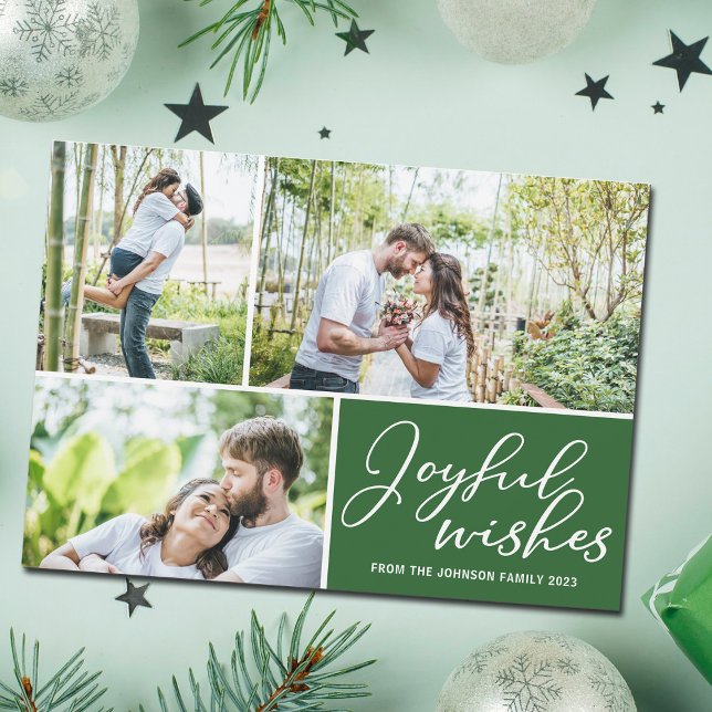 Joful wünscht Green 3 Foto Weihnachts-Magnet-Karte Magnetkarte (Von Creator hochgeladen)
