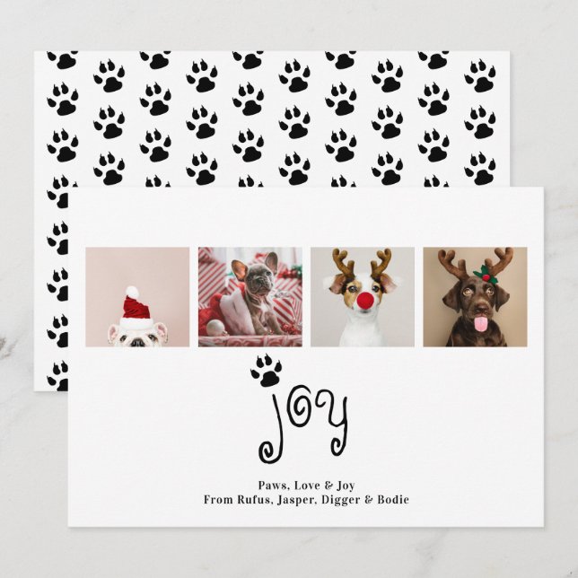 Jog Dog Christmas 4 Foto Card Einladung (Vorne/Hinten)